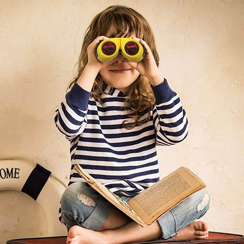 Toys for 4-5 Year Old Boys,  8 X 21 Kids Binoculars for Children,Compact Telescope Boys Gifts 4-8 Years Old to Bird Watching &Scenery(Yellow)