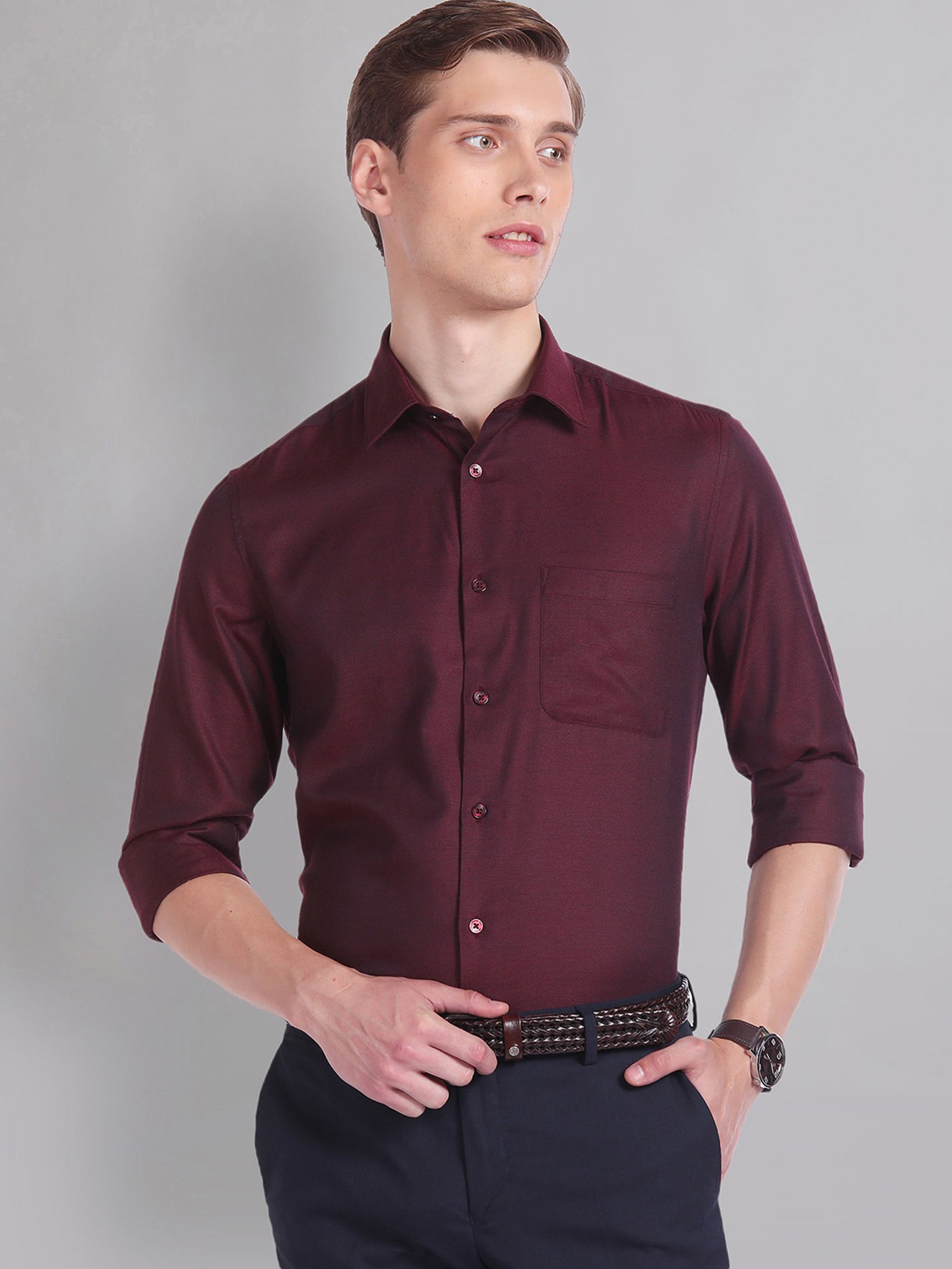 Arrow Sport Dark Green Cotton Slim Fit Shirt