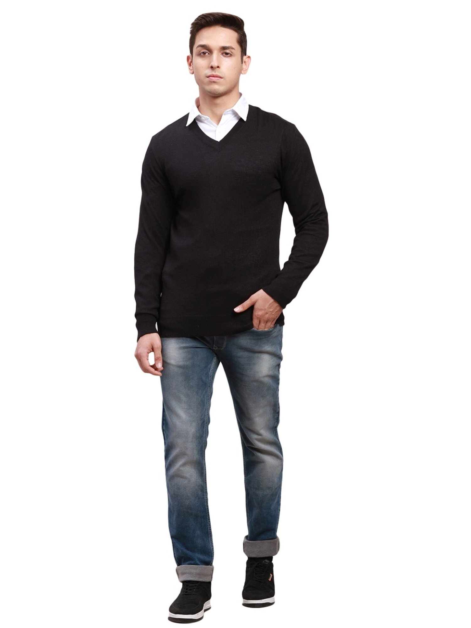 Parx Black Regular Fit Sweater