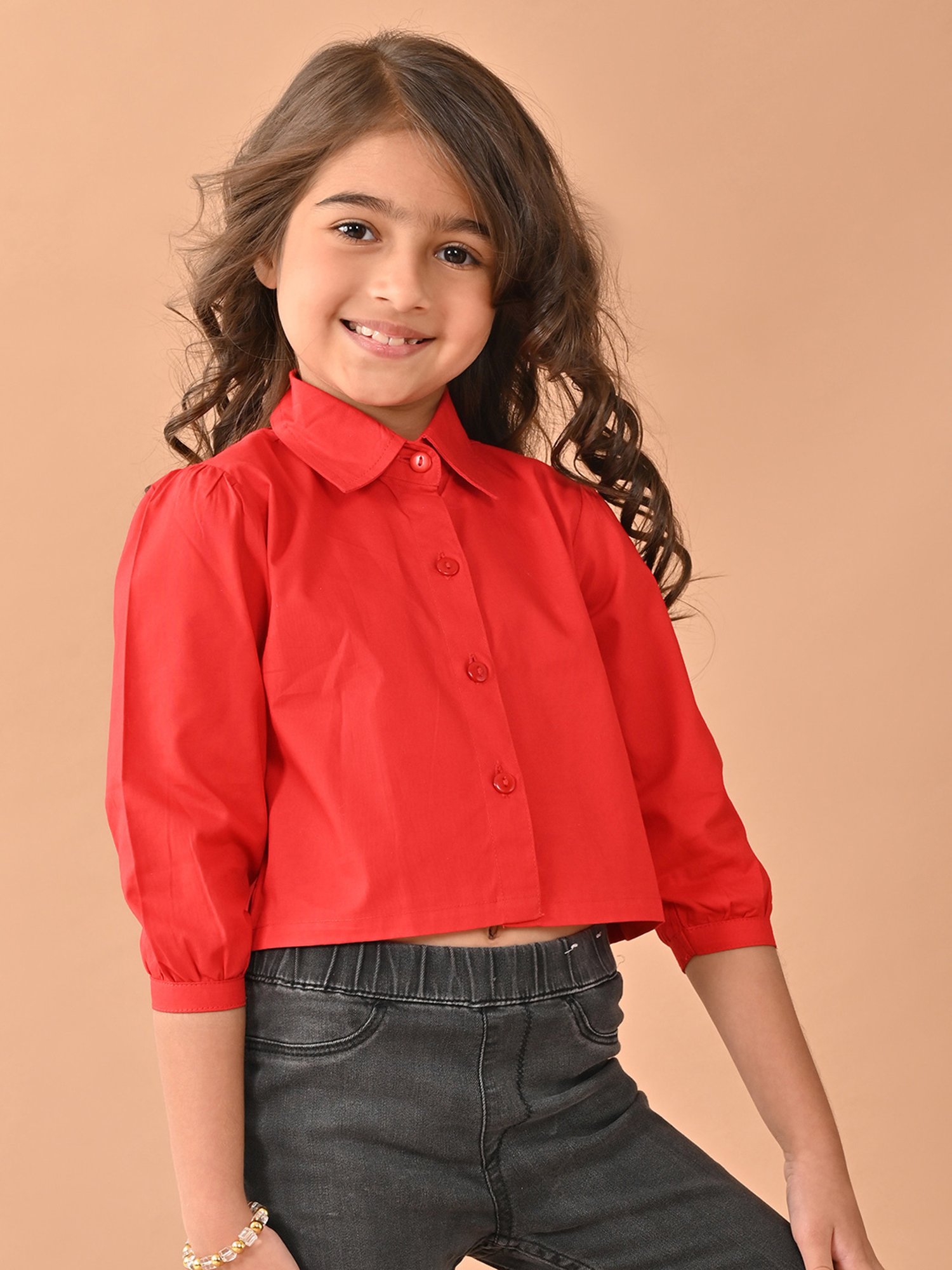 LilPicks Kids Yellow Solid Crop Top