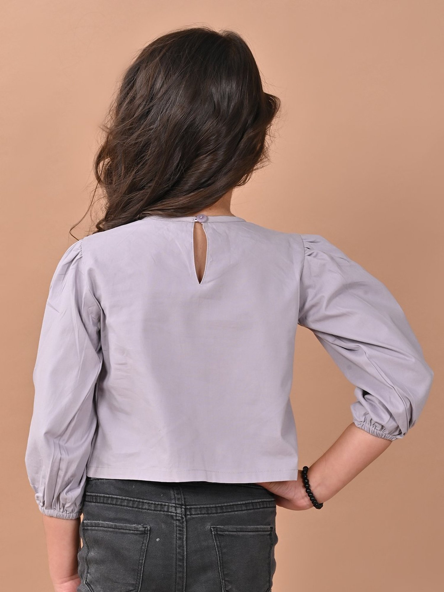 LilPicks Kids Teal Solid Crop Top