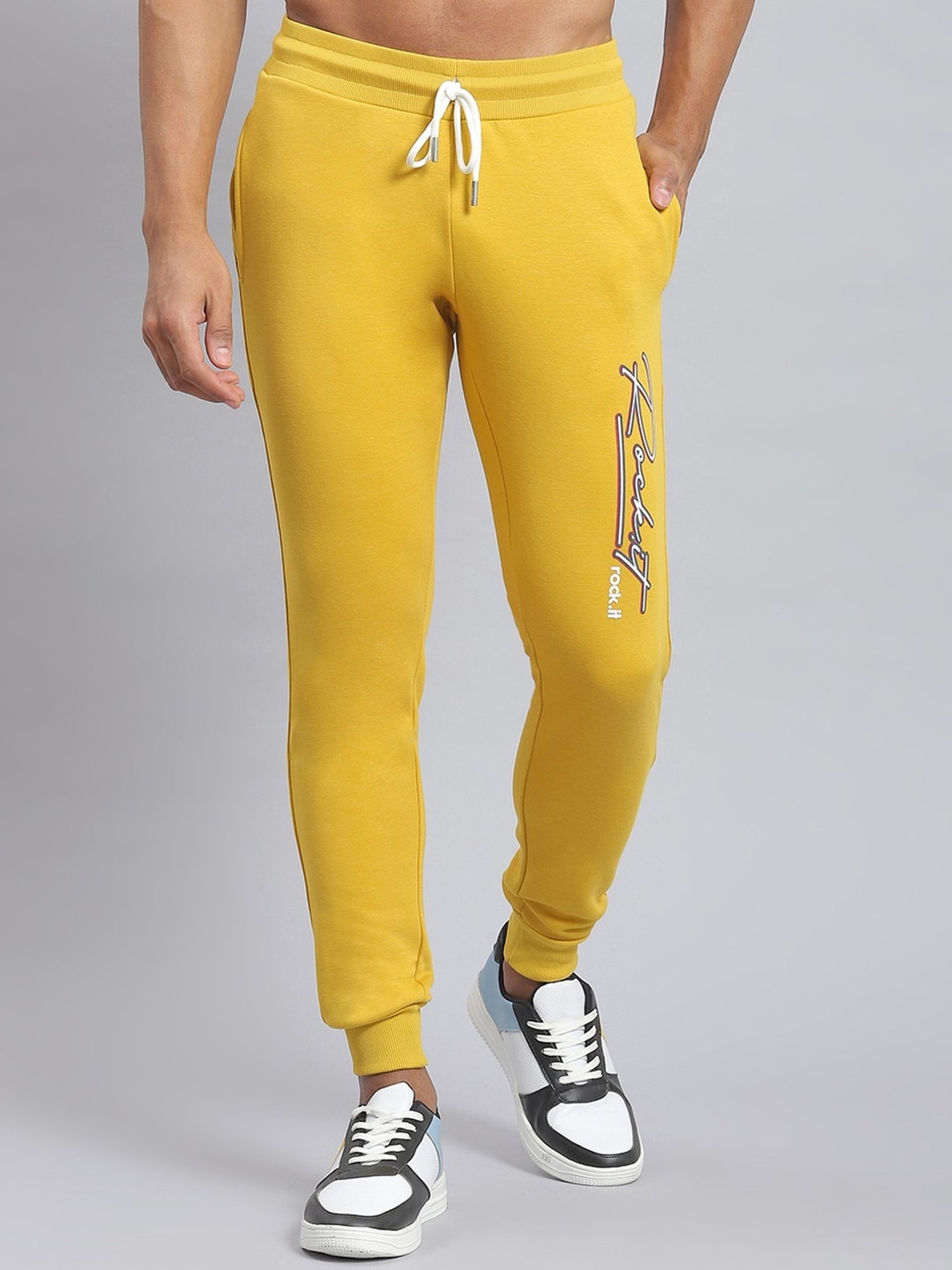 Rock.it Mustard Regular Fit Printed Tracksuit