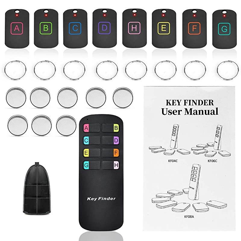 Finder Locator,Wireless RF Item Locator with Letters Tracker with 85DB Loud Beeping Sound and 115 Feet Remote Control 8 Receivers Anti-Lost Tags and chains