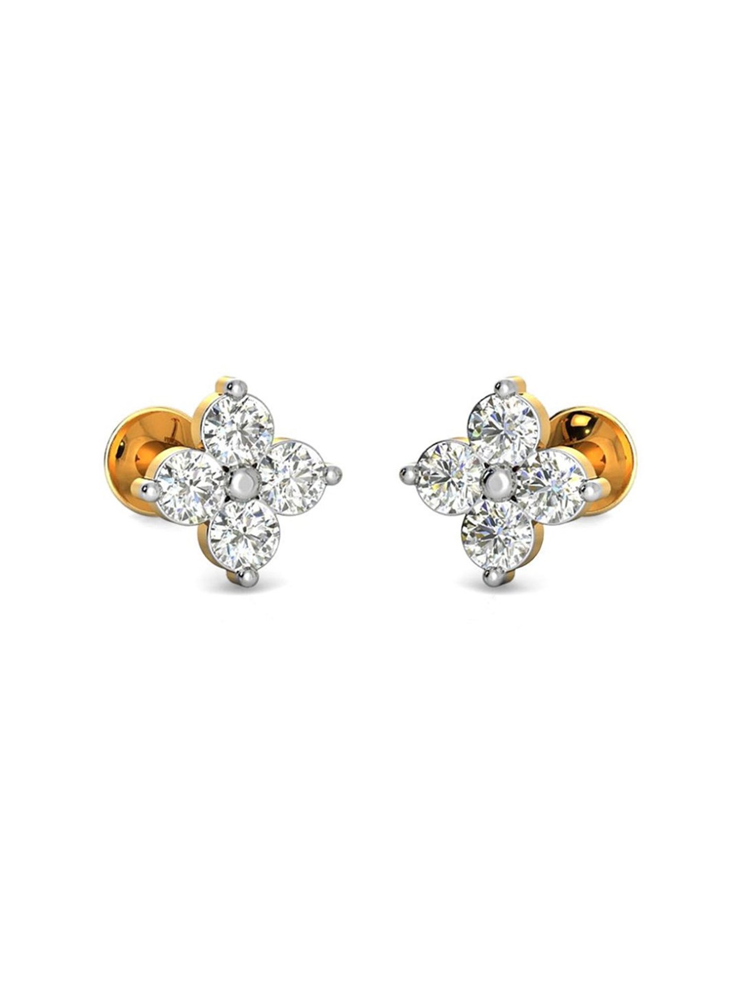 Candere by Kalyan Jewellers Peacock Collection 18k Yellow Gold Diamond Stud Earrings for Women