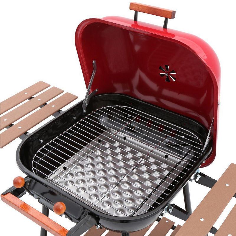Americana The Swinger Charcoal Grill with Side Tables Model 4105.0.511 - Red - Meco