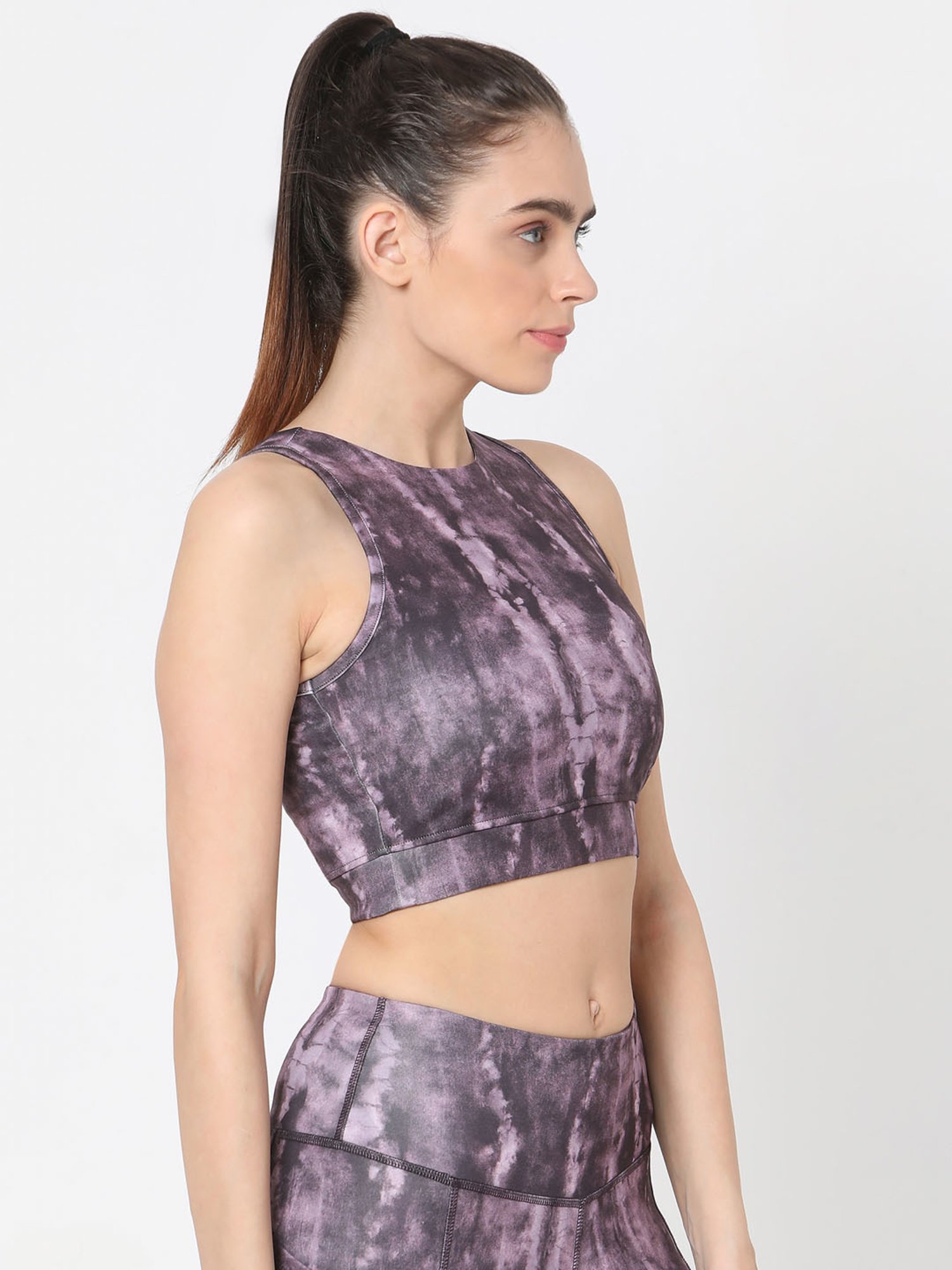 SILVERTRAQ Dark Purple Tie - Dye Crop Top