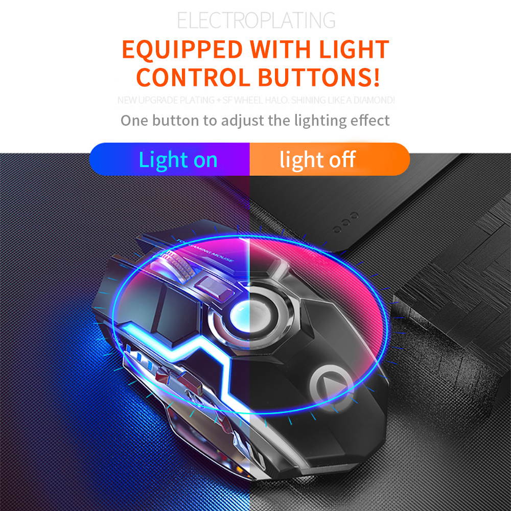 RGB Wireless Mouse USB Gaming Mouse 2.4Ghz Esports Backlit Silent Bluetooth Mice 7 Buttons 1600 DPI for Notebook Desktop