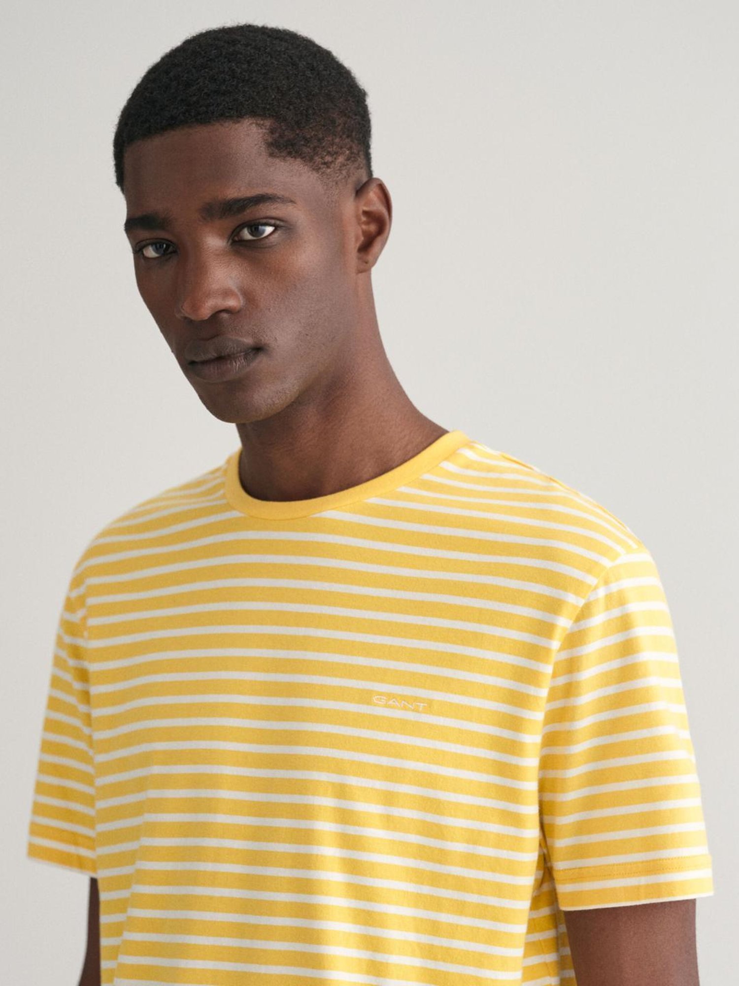 Gant Yellow Cotton Regular Fit Striped T-Shirt