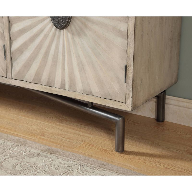 Akron 3 Door Media Credenza TV Stand for TVs up to 72" Cream - Treasure Trove Accents