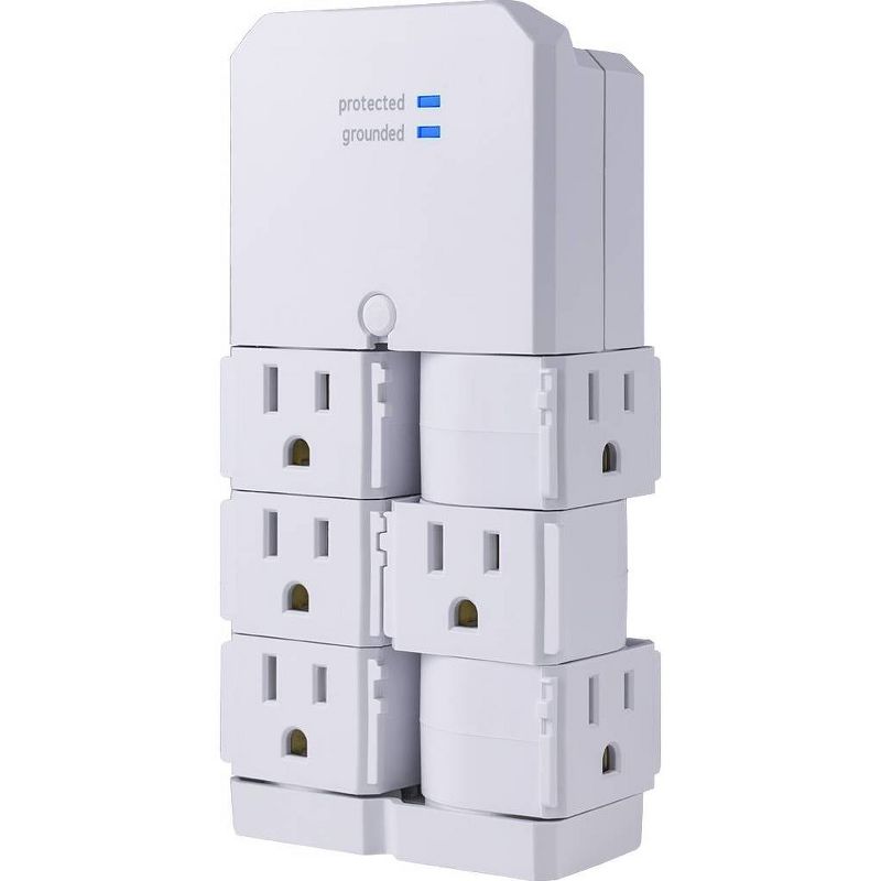 General Electric Pro 6 Outlet Swivel Sur Protector Wall Tap White