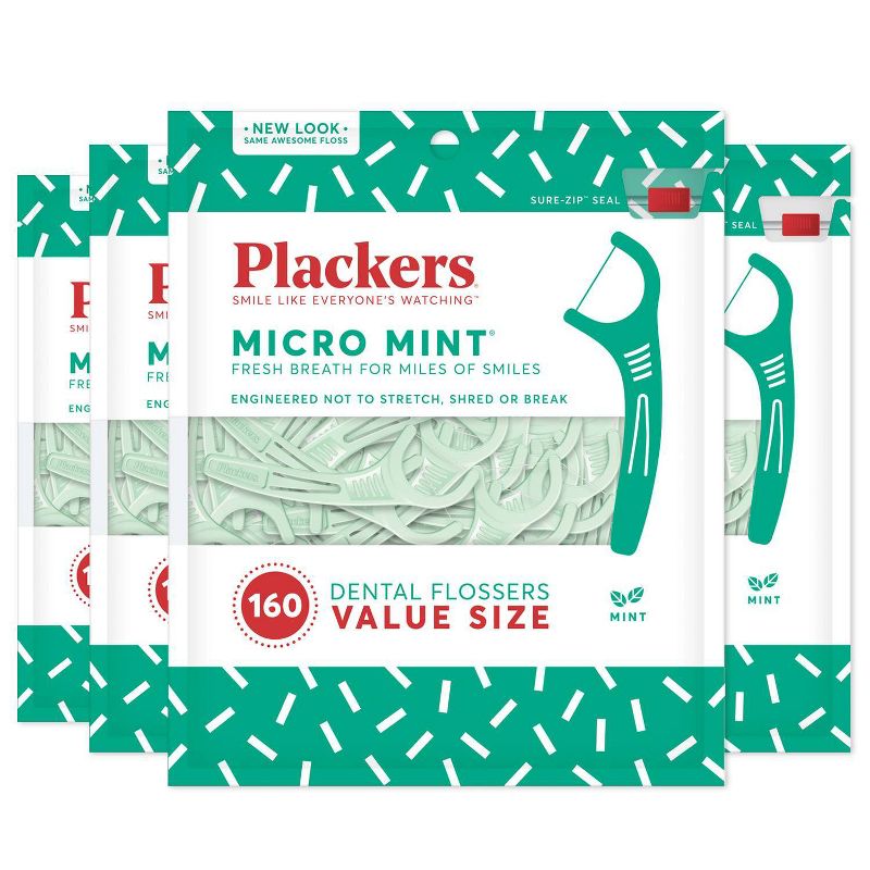 Plackers Micro Mint Flosser - 160ct/4pk
