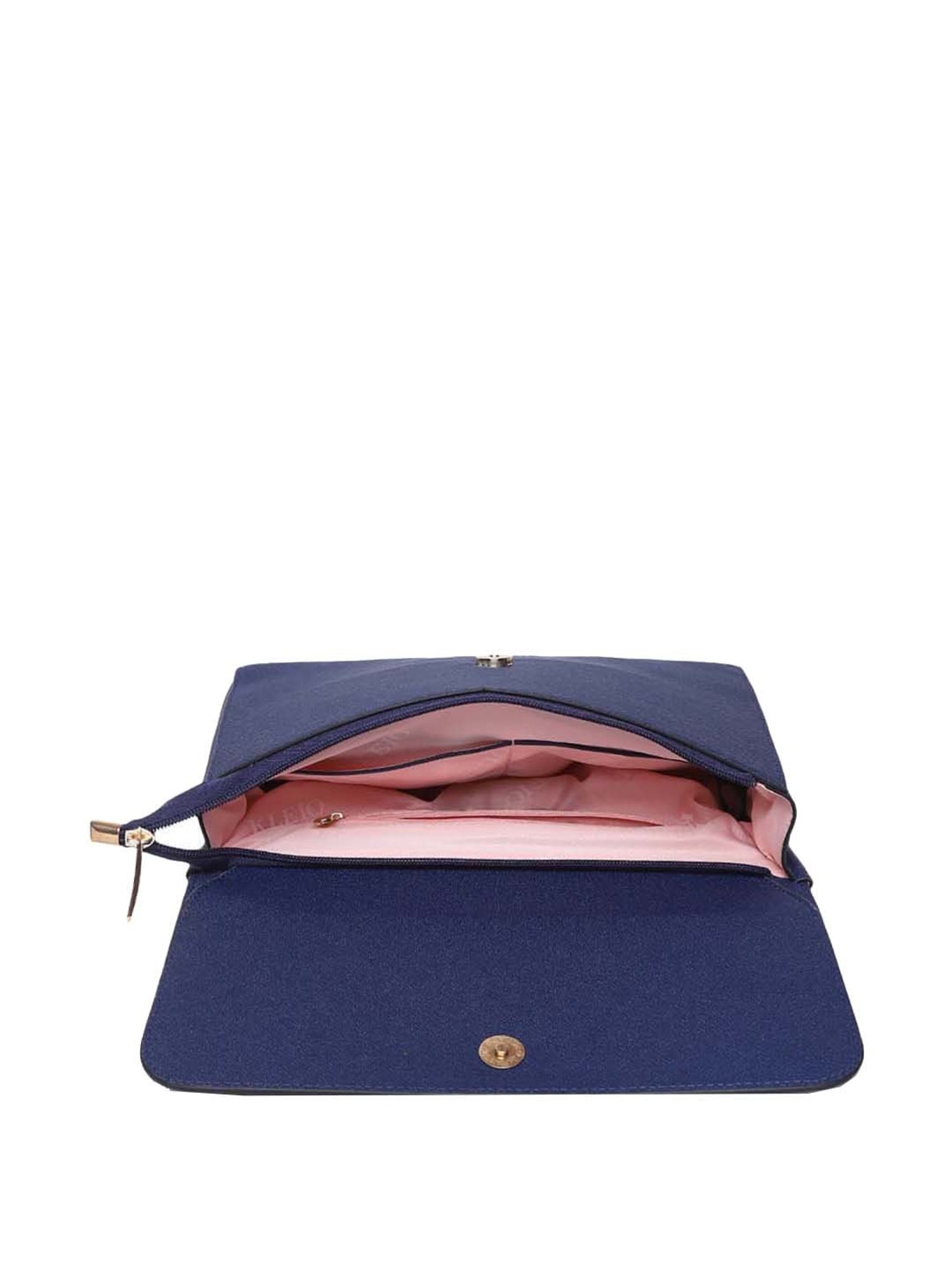 KLEIO Blue Solid Medium Satchel Handbag