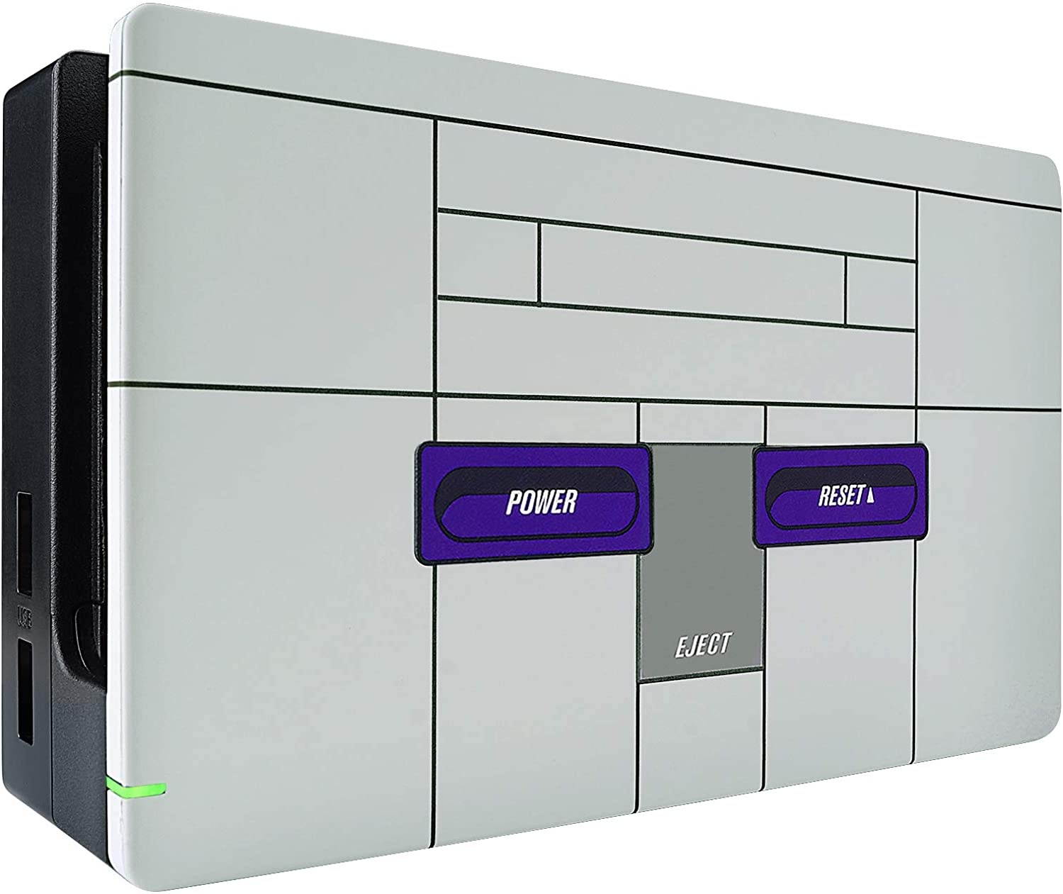 eXtremeRate Custom Soft Touch Grip Faceplate for Nintendo Switch Dock, Classics SNES Style Patterned DIY Replacement Housing Shell for Nintendo Switch Dock - Dock NOT Included