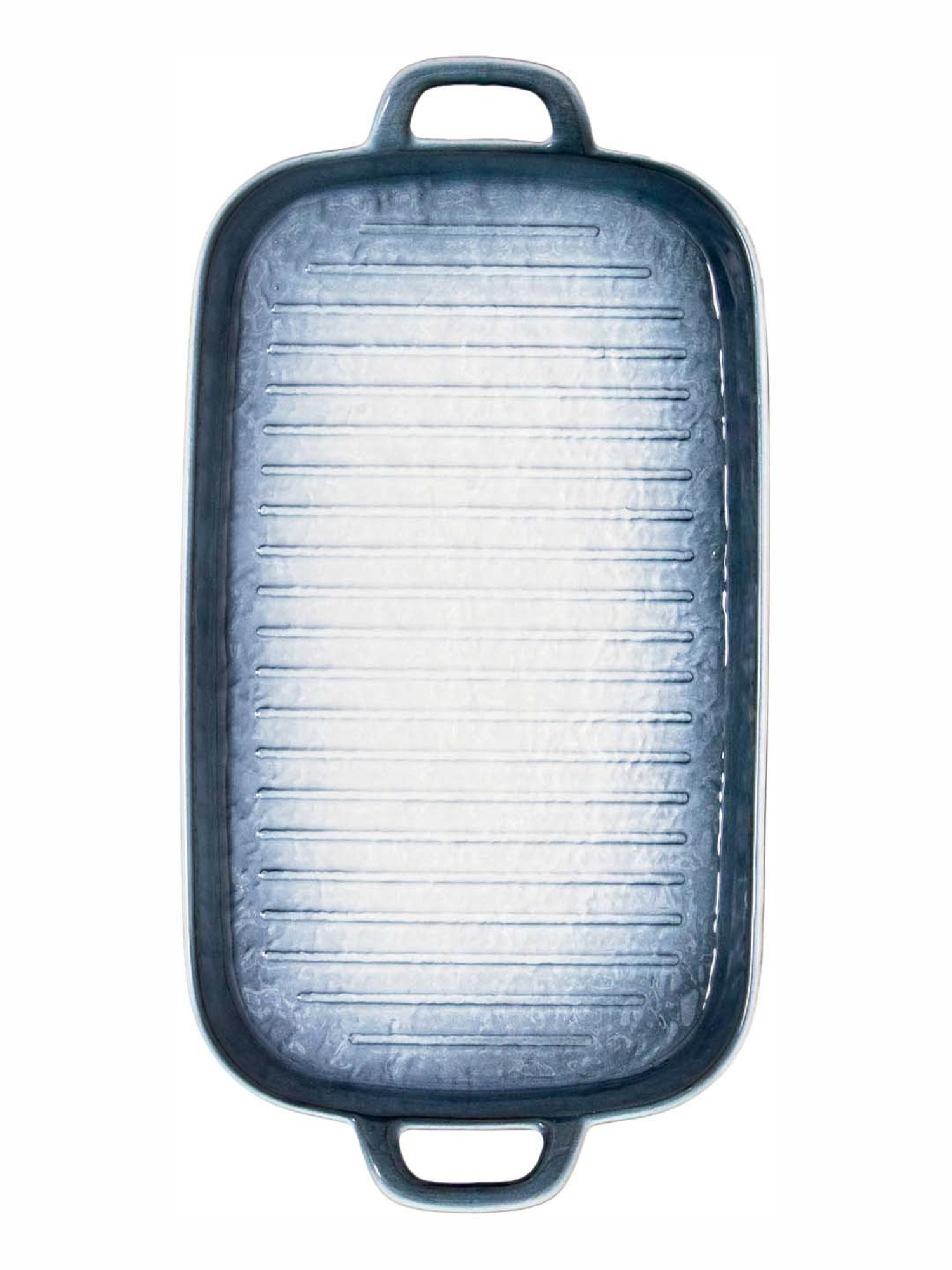 White Gold White & Blue Porcelain Rectangle Serving Platter With Handle