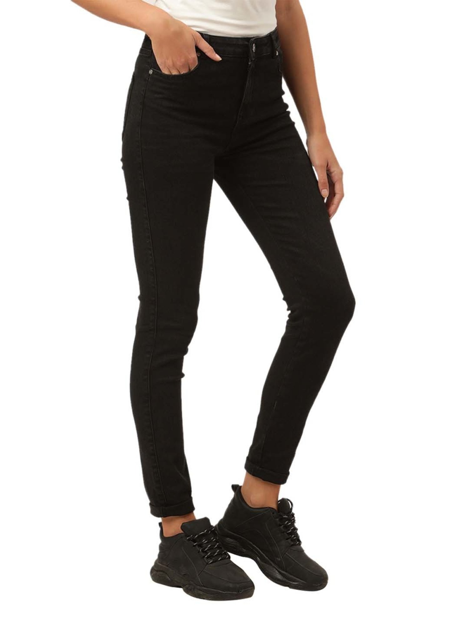 KENDALL + KYLIE Black Cotton Mid Rise Jeans