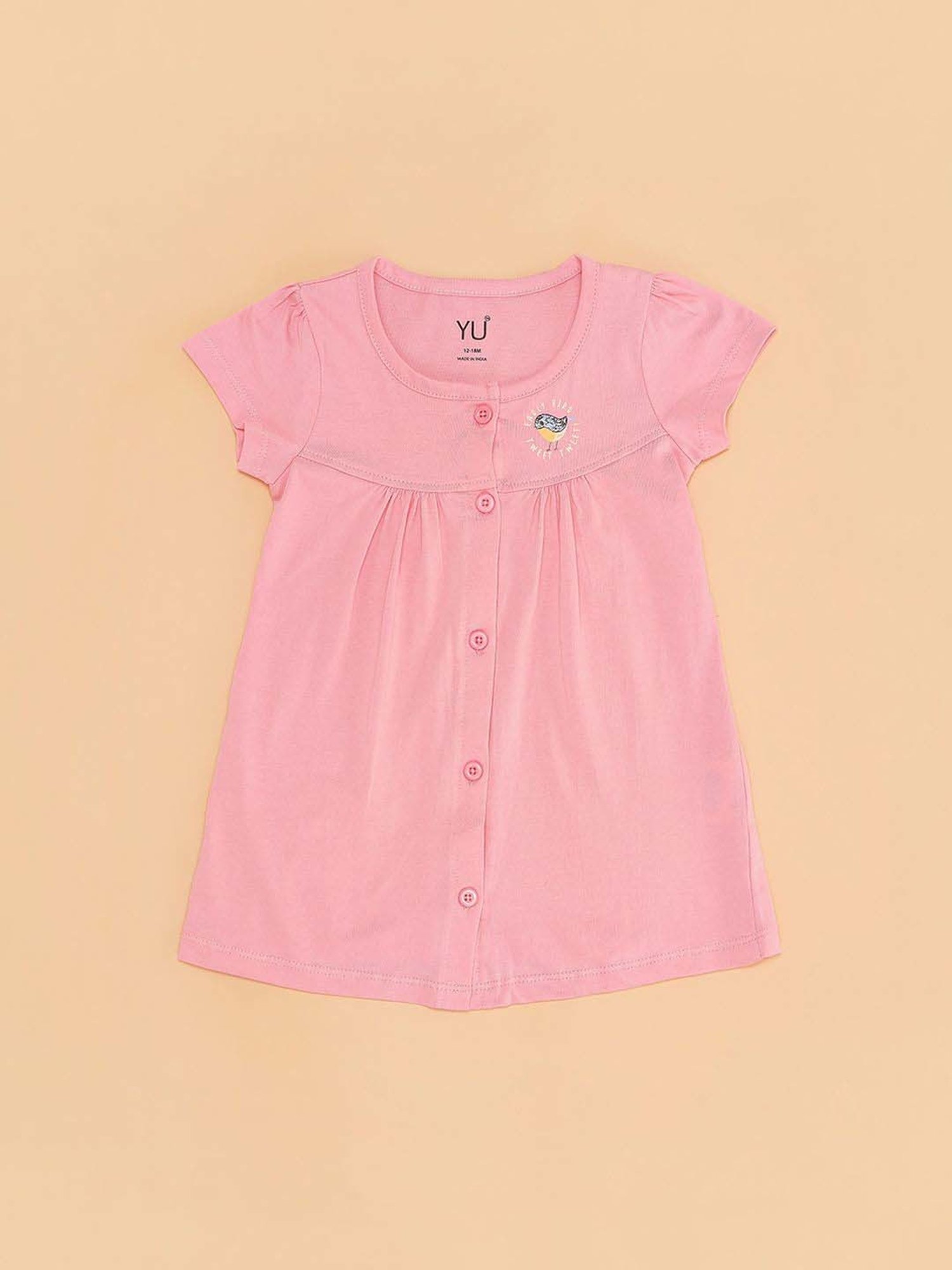 YU by Pantaloons Kids Pink Cotton Printed Dress