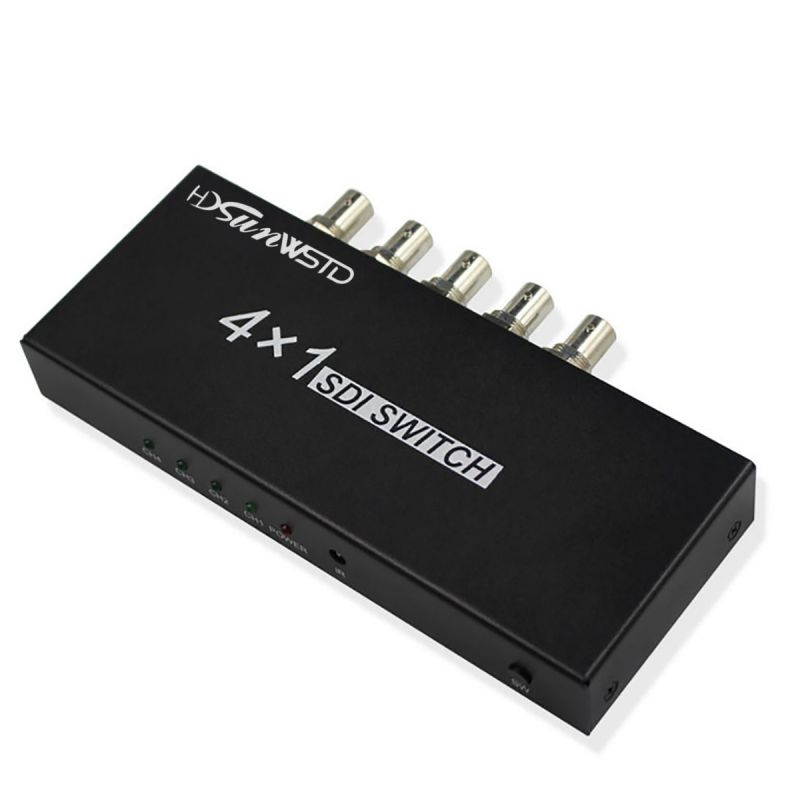 SDI Switch 4x1 4 Channels SDI Signal to 1 SDI Signal Channel Support Full-HD SDI Signal (4 Input and 1Output)-Black