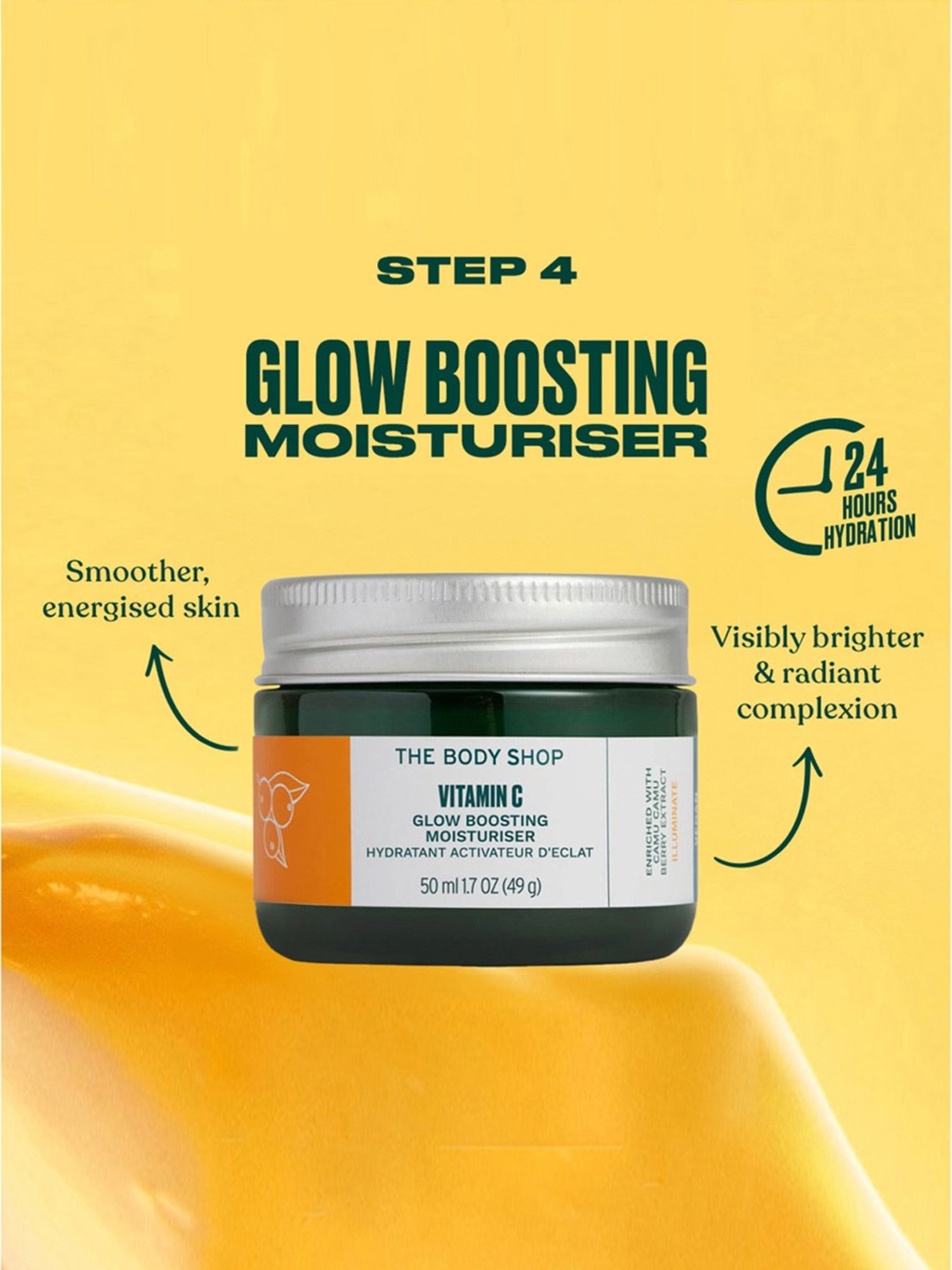 The Body Shop Vitamin C Hydration Vegan Glow Boosting Moisturizer Gel for Even Skin Tone - 50 ml