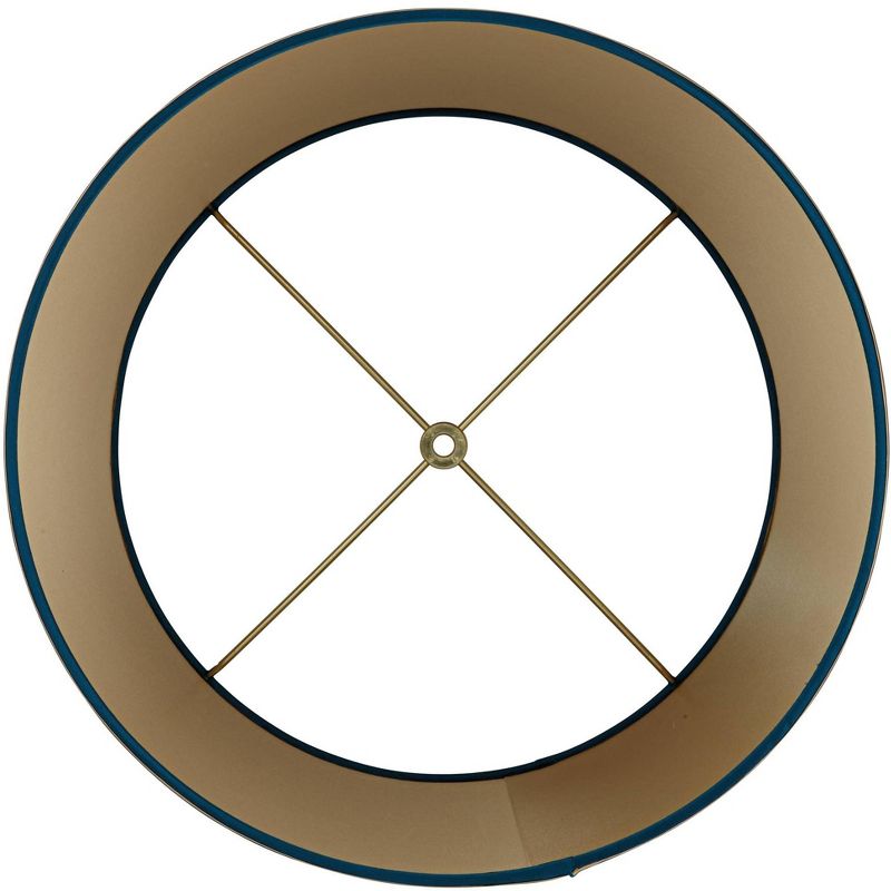 Springcrest Royal Blue Medium Drum Lamp Shade with Gold Trim 14" Top x 16" Bottom x 11" High (Spider) Replacement with Harp and Finial