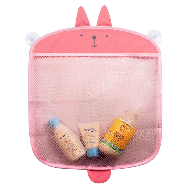 Bath Toy Organizer Set for Kids - Rabbit and Shark Storage Bags for Bathtub Toy Holder, Bathroom or Shower Caddy, Pink & Gray
