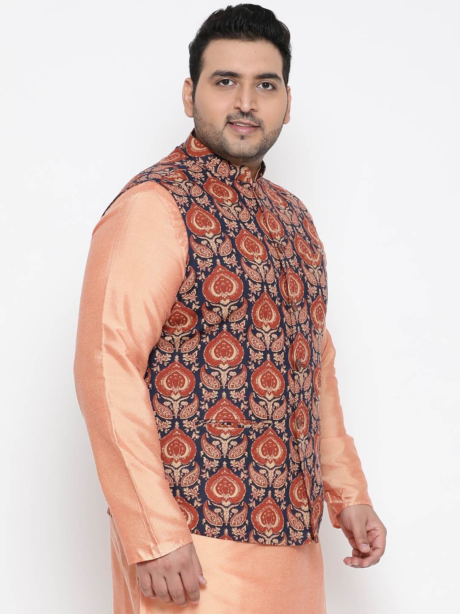 KISAH PLUS Multicolored Regular Fit Printed Nehru Jacket