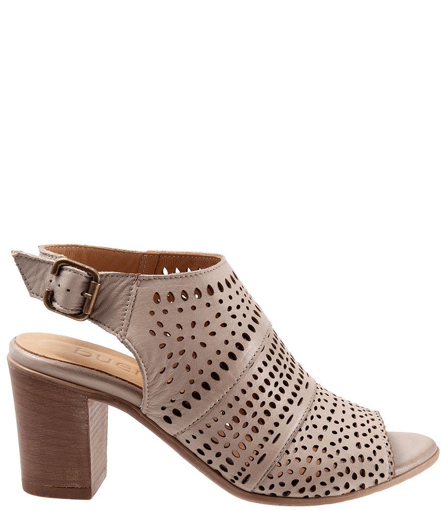 Bueno Upton Perforated Leather Block Heel Sling Sandals