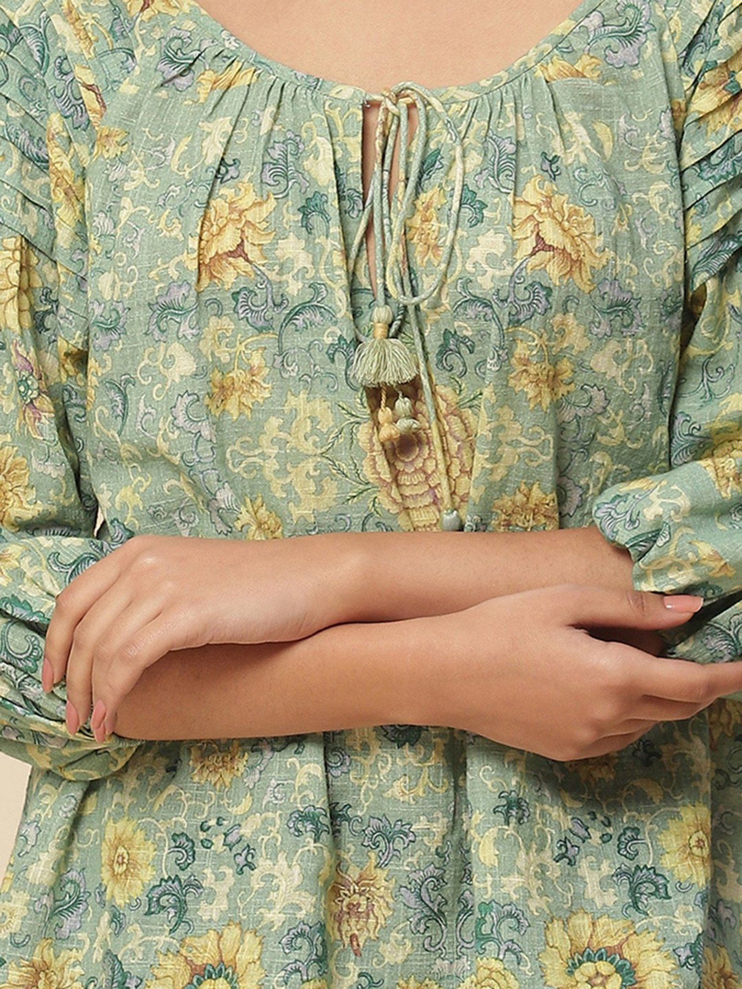 aarke Ritu Kumar Green Printed Top