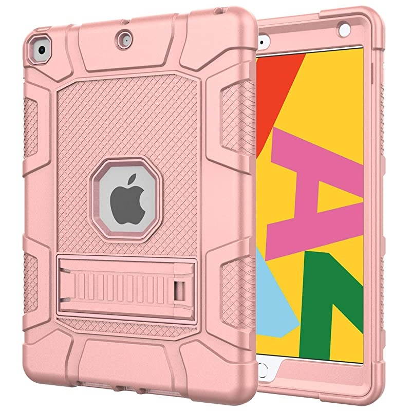 Case for iPad 8th Generation/iPad 7th Generation (10.2 Inch, 2020/2019 Model), Slim Heavy Duty Shockproof Rugged High Impact Protective Case for iPad 10.2 inch 2020/2019,Rose Gold