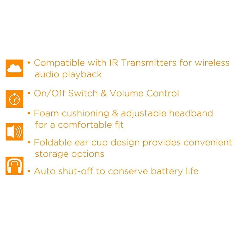 Universal IR in Car Entertainment Wireless Foldable Headphones Black