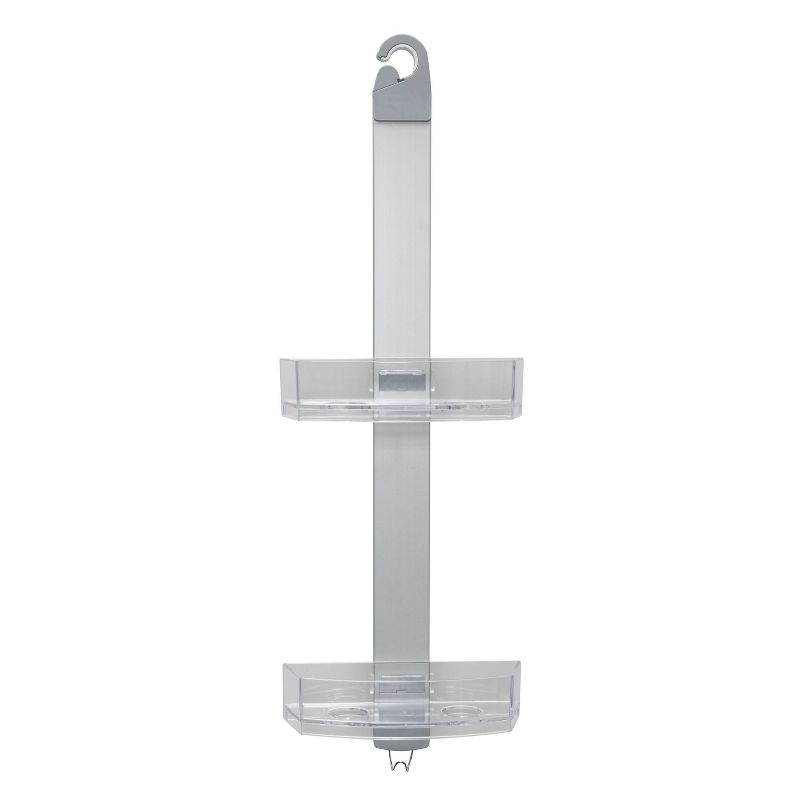 Two Tier Large Aluminum Shower Caddy with Clear Baskets White - Bath Bliss