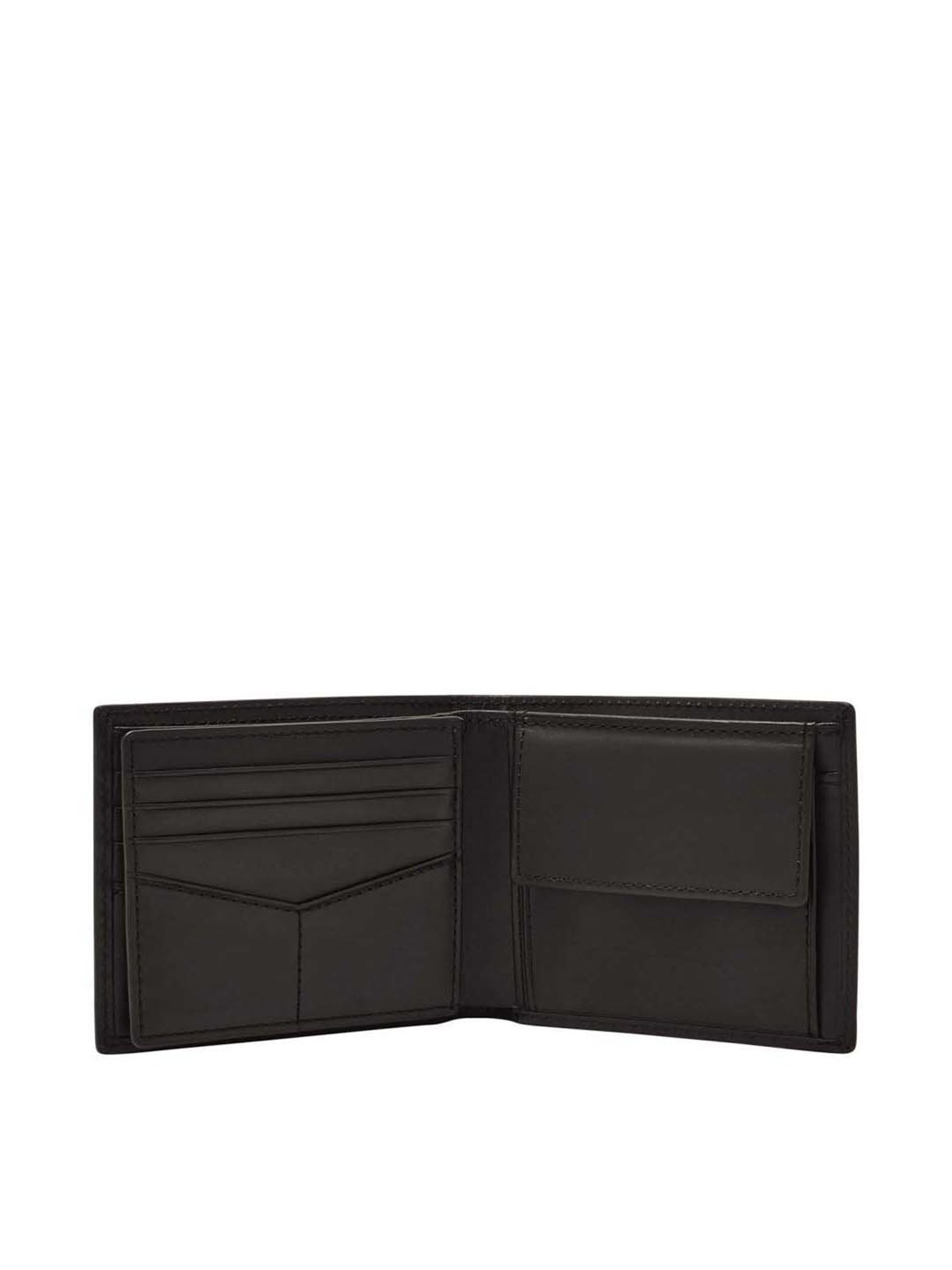 Fossil Derrick Black Leather Bi-Fold Wallet for Men