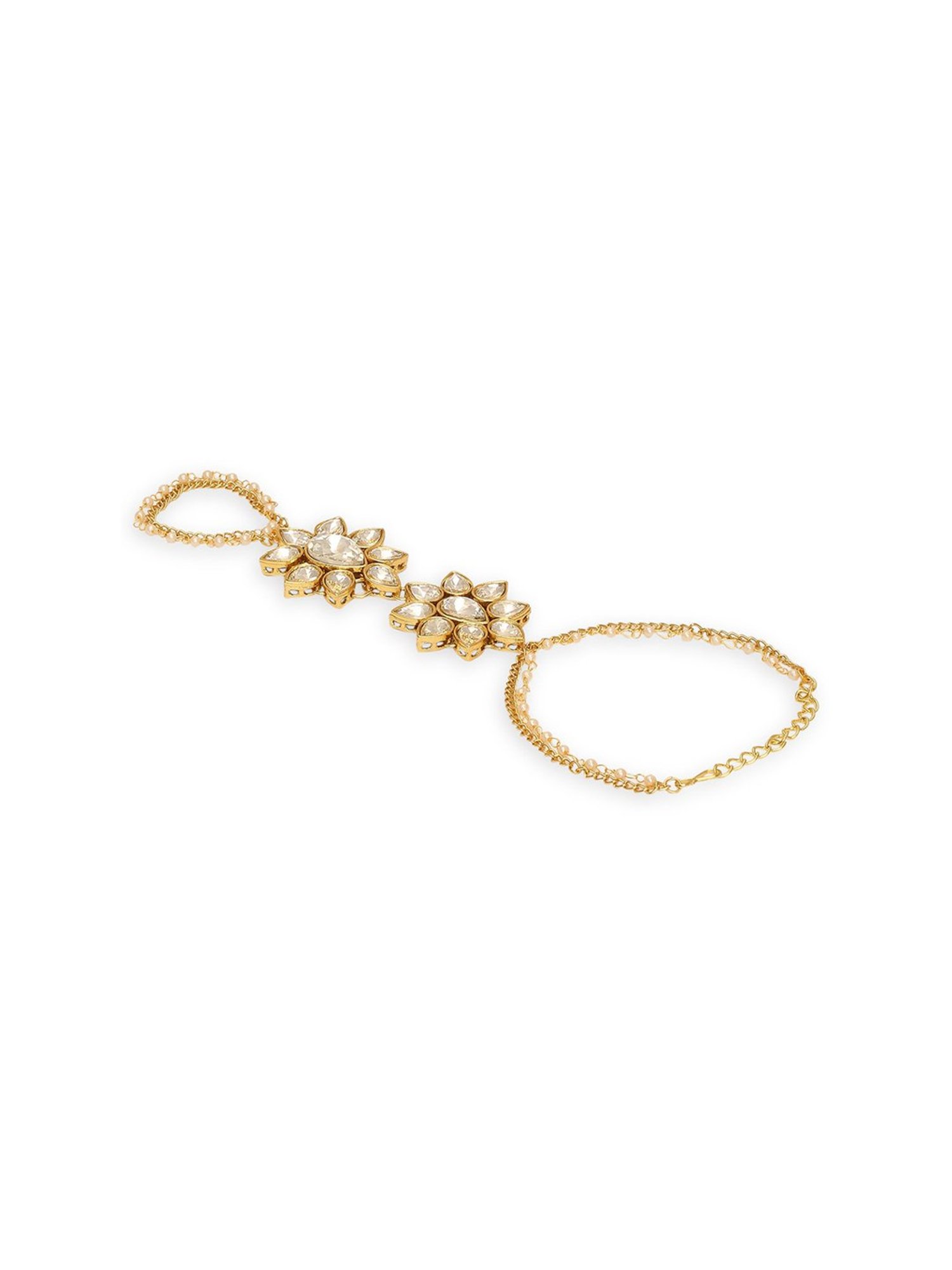 Oomph Gold Tone Pearls & Kundan Hand Harness