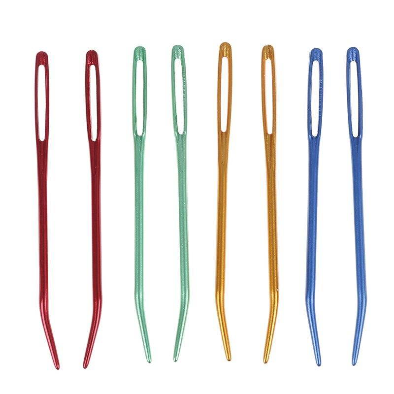 2pcs Aluminum Bent Tip Tapestry Darning Knitting Needles Needlework Crafts Sewing Bent Needle Big Eye Yarn Knitting Needle