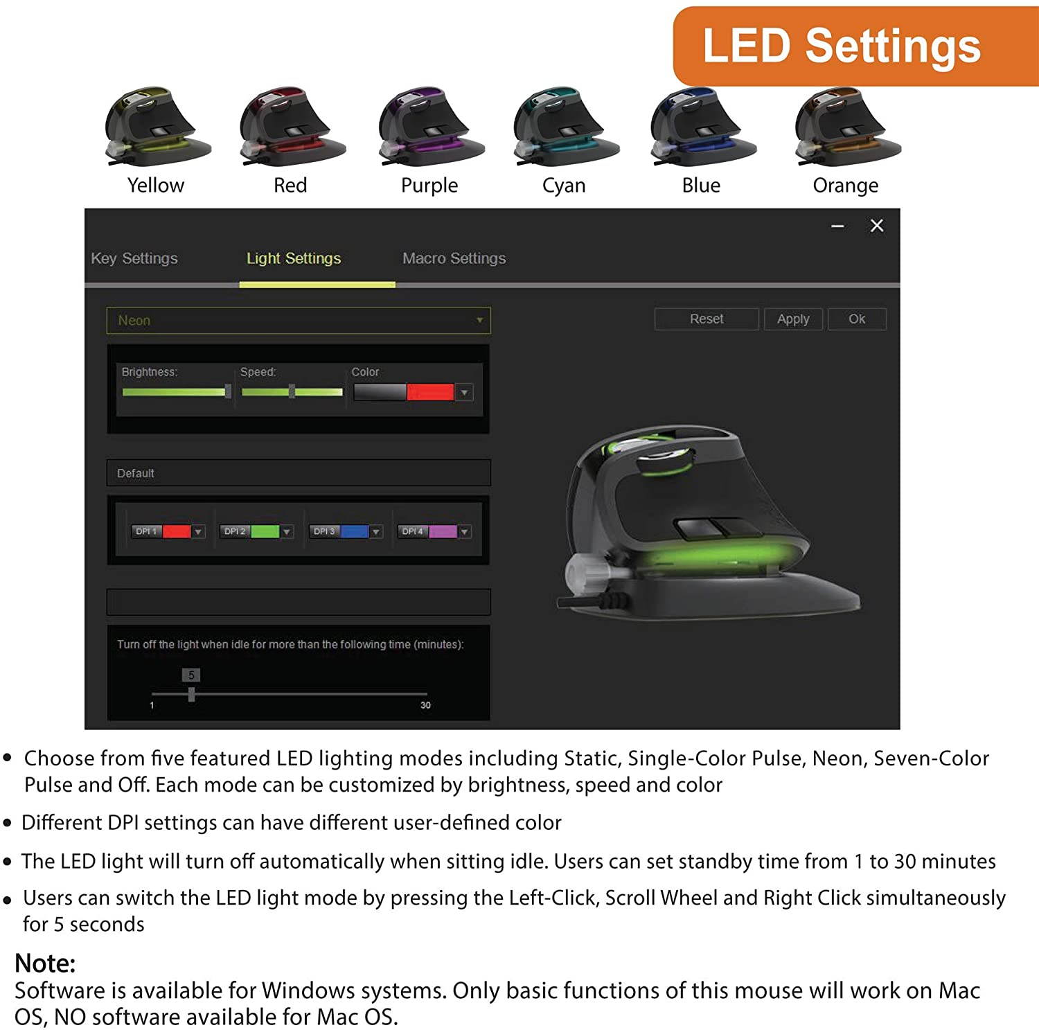 GTX300 USB Wired Colorful LED Backlit Gaming Keyboard with Mouse for PC Laptop