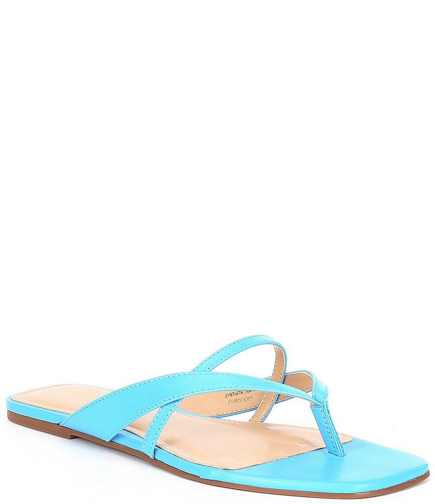 Carvela Grand Leather Square Toe Thong Sandals