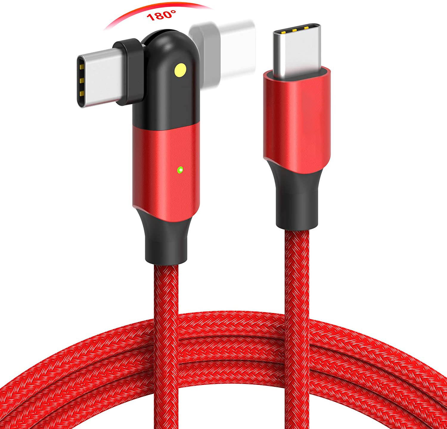 USB C to USB C 100W Fast Charging Cable 6.6ft, 180 Degree Rotatable Type C Charger Cord Compatible with MacBook Pro 2020/2019/2018, iPad Pro 2020/2018,Galaxy S20 S9,Pixel,Switch