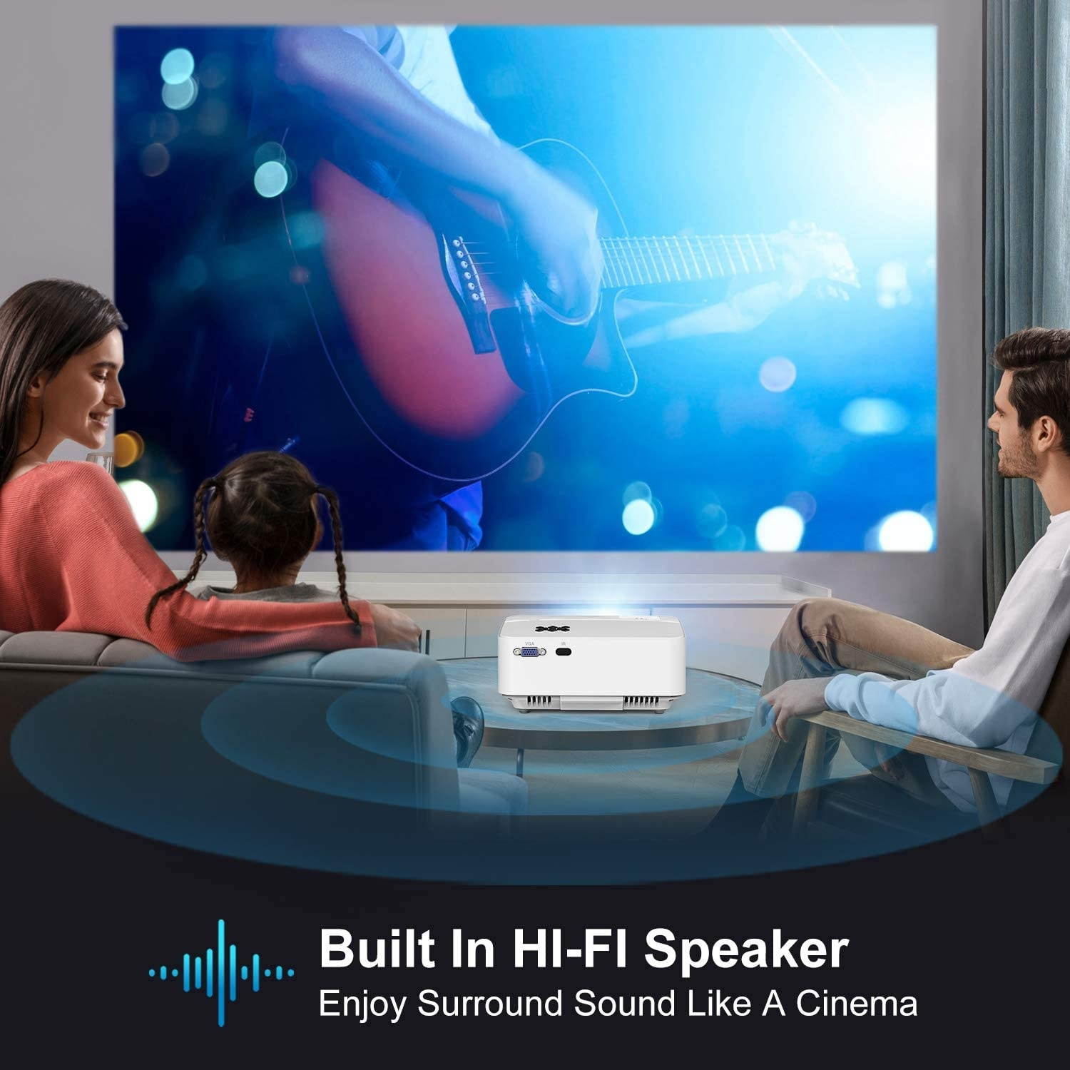 Topvision Mini Projector 5500 LUX, Full HD 1080P Supported Portable Bluetooth Projector, Compatible with Fire Stick,HDMI,VGA,USB,AV,Laptop,PS4