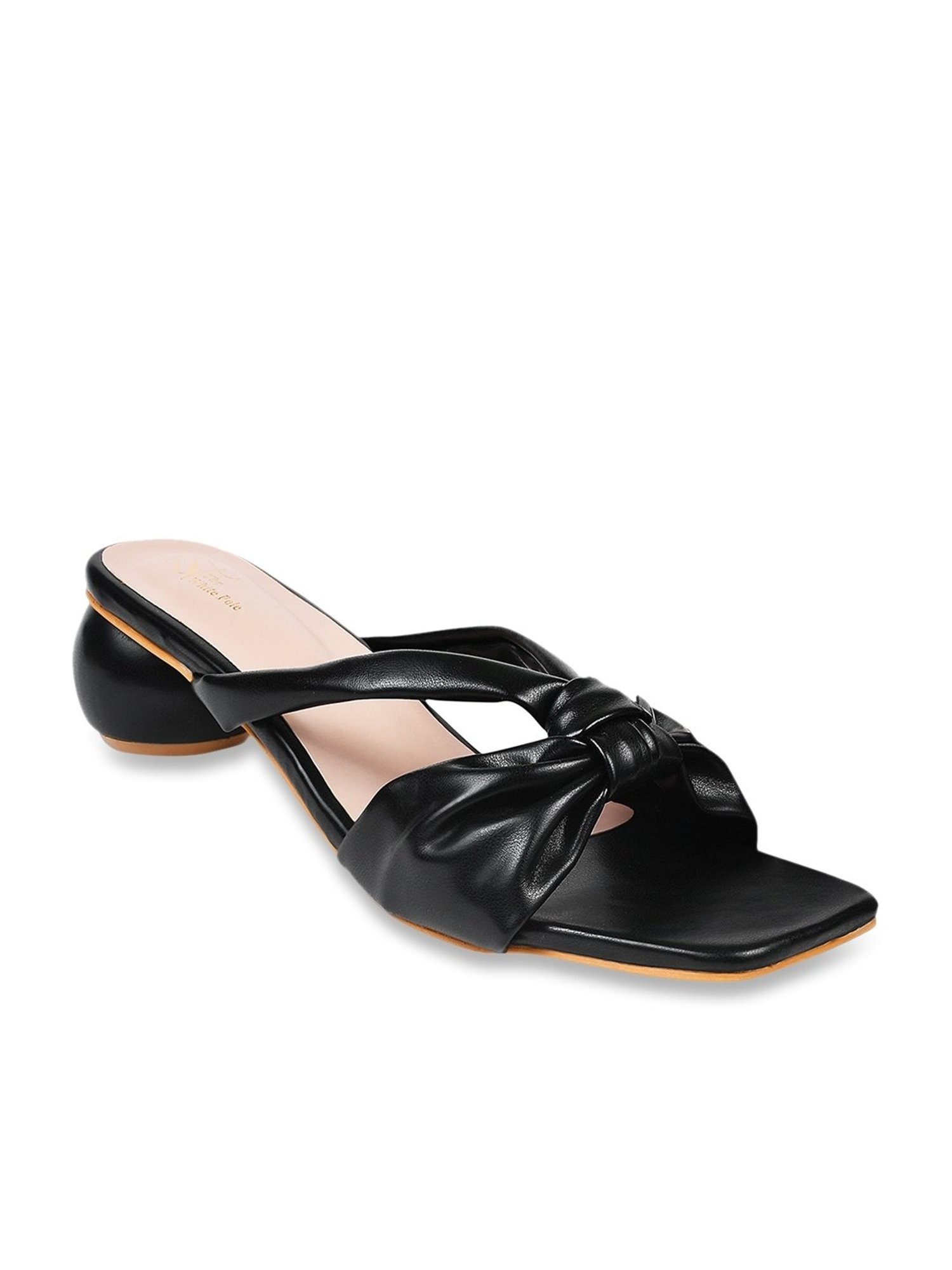 The White Pole Women's Black Casual Sandals