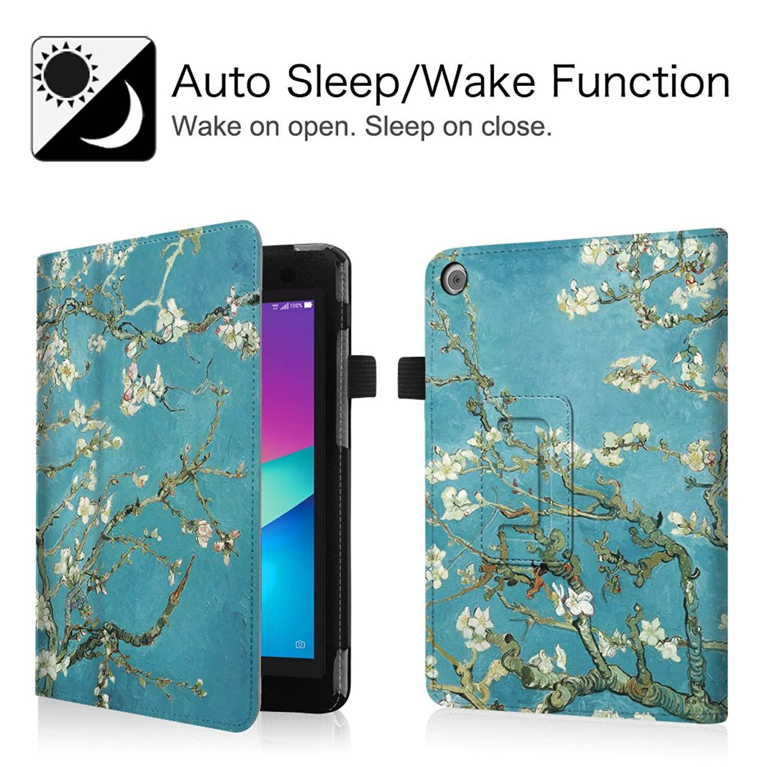 Fintie Case for Verizon ASUS ZenPad Z8s (ZT582KL), Premium PU Leather Folio Stand Cover with Auto Sleep/Wake Function for Verizon ASUS ZenPad Z8s 7.9 inch Tablet 2017 Release, Blossom