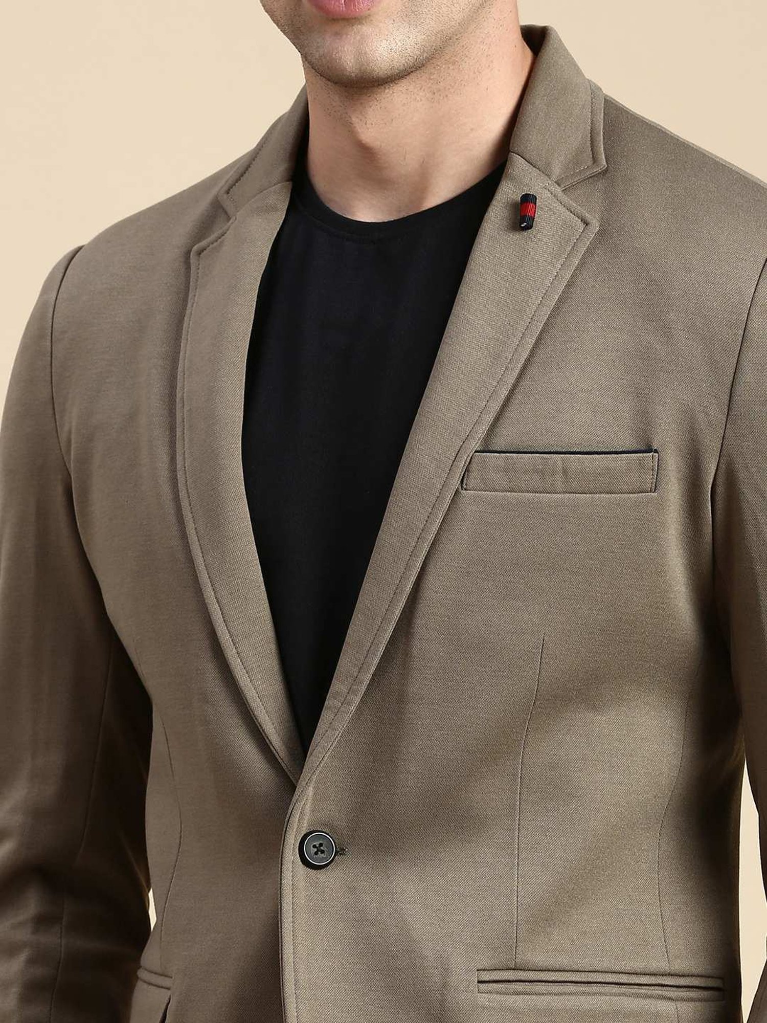SHOWOFF Olive Cotton Slim Fit Blazer