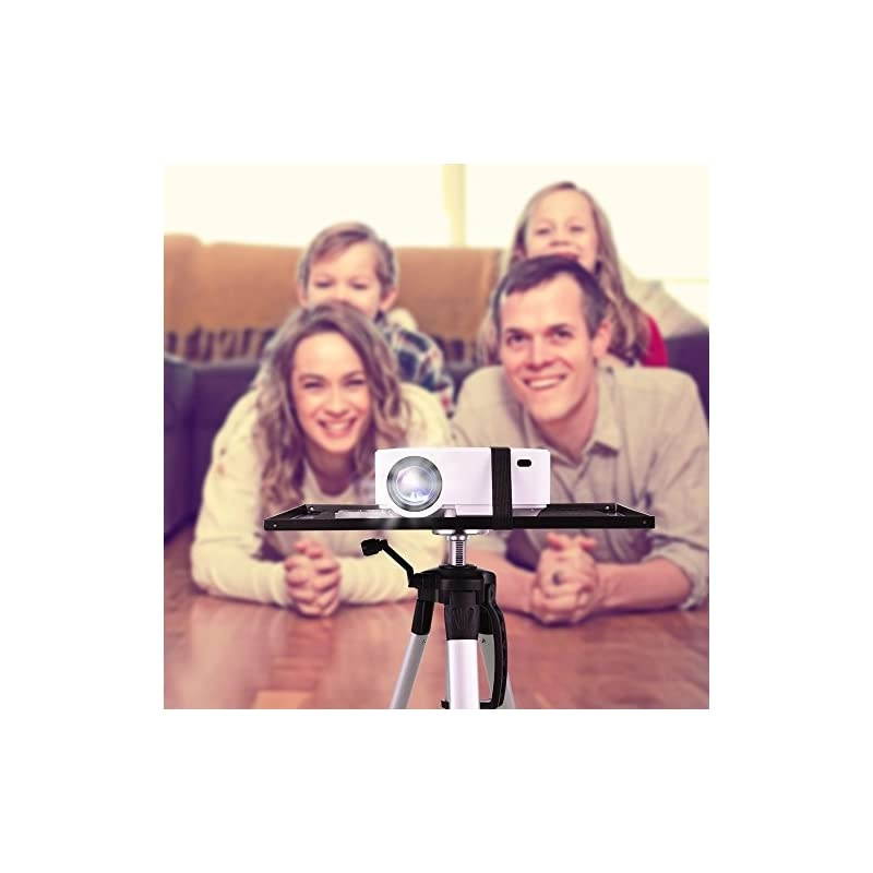 Aluminum Tripod Projector Stand, Adjustable Laptop Stand, Multi-Function Stand, Computer Stand Adjustable Height 17'' to 46'' for Laptop with Plate and Carrying Bag (1-Silver)