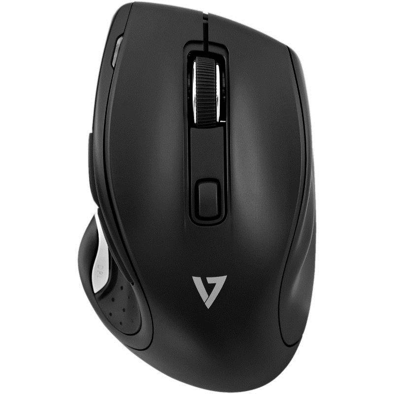 V7 Deluxe Wireless Optical Mouse - Black - Optical - Wireless - Radio Frequency - Black - USB - 1600 dpi - Scroll Wheel - 6 Button(s)
