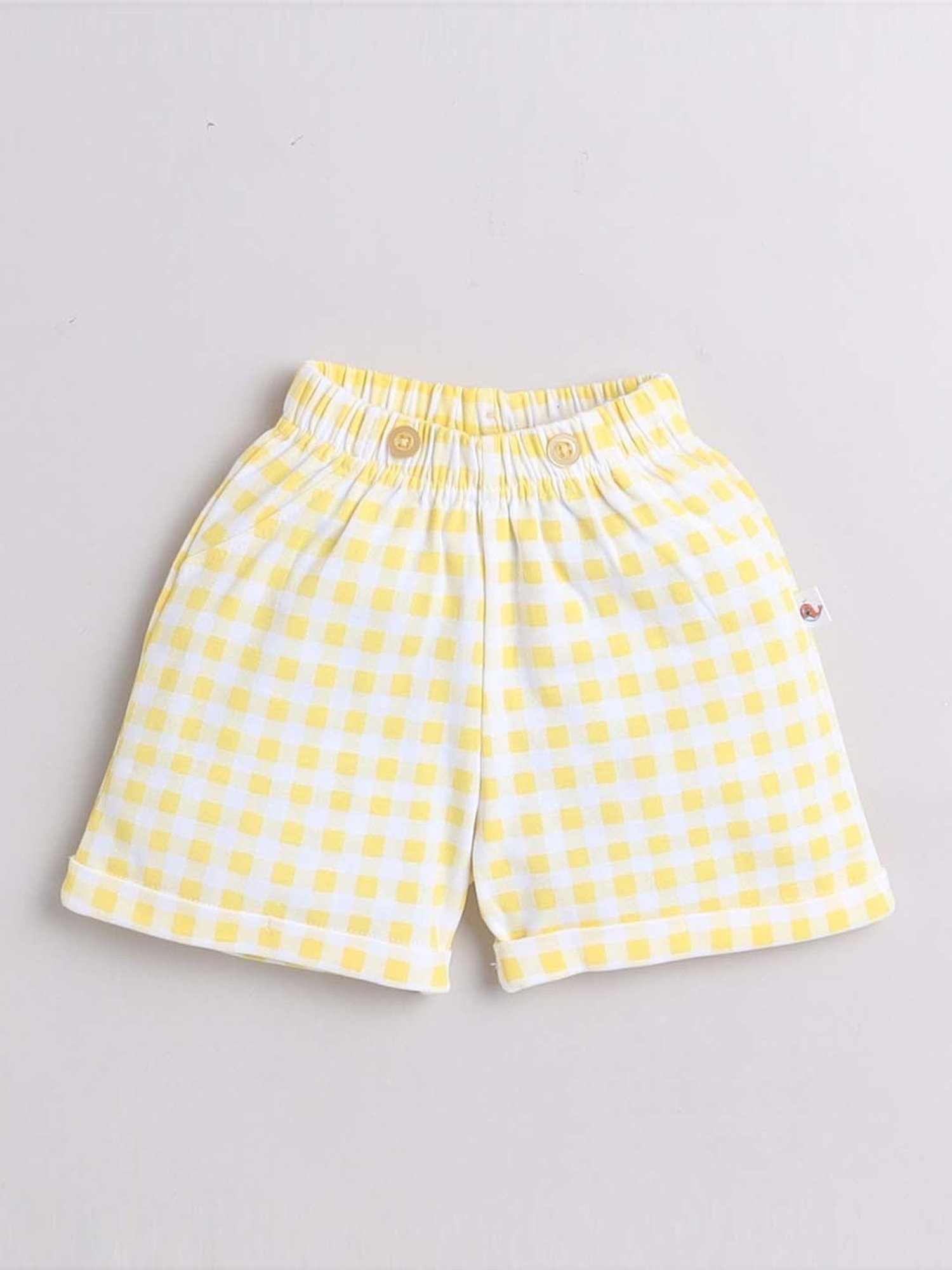 Bumzee Kids White & Yellow Cotton Chequered Shirt Set
