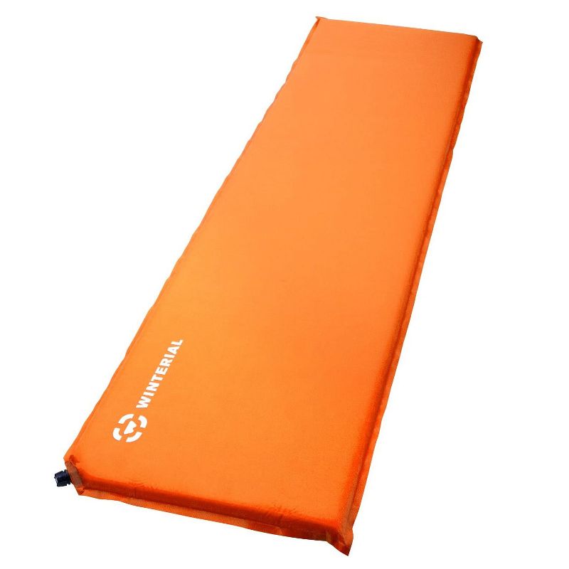 Winterial 72x20 Inch Outdoor Self Inflating Backpacking Camping Bed Roll Sleeping Pad Mat, Single, Orange