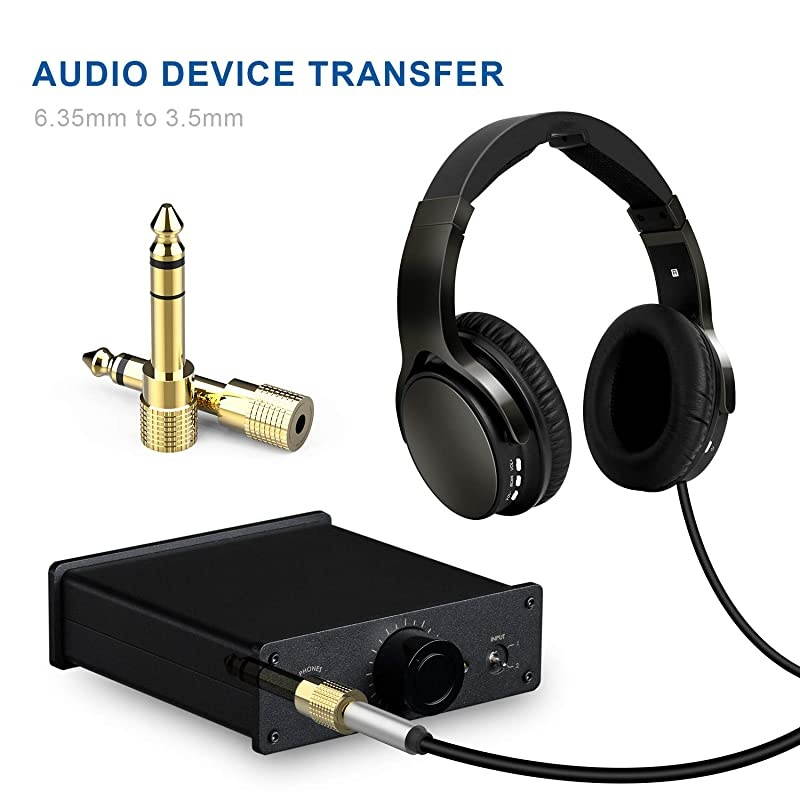 14 inch Male to 35mm 18 inch Female Stereo Audio Adapter Converter for Guitar Headphones Amp Gold Plated 2 Pack