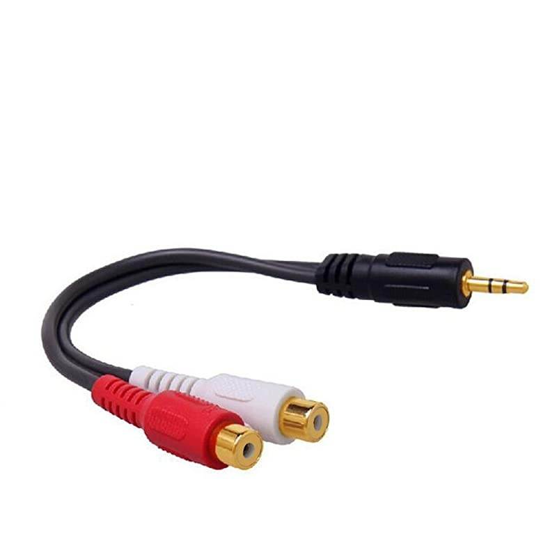 35mm Gold 18 Stereo Mini Jack Male to 2 Female RCA Adapter Audio Male to 2 Female