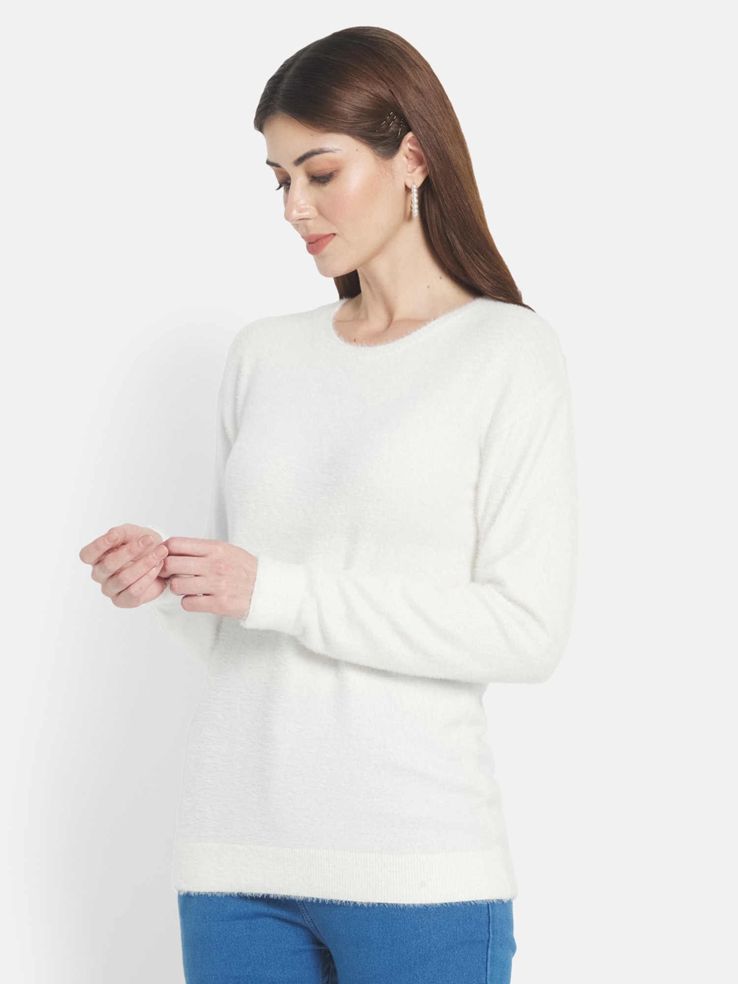 METTLE White Regular Fit Pullover
