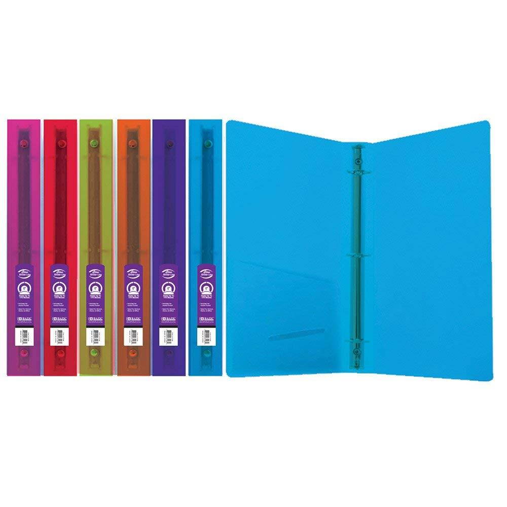 BAZIC 1" Glitter Poly 3-Ring Binder w/Pocket for School, Home, or Office (Case of 48) (3128-48)