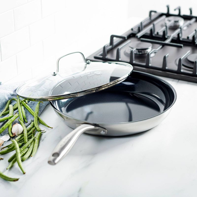 GreenPan Greenwich  12" Stainless Steel Frypan with Lid