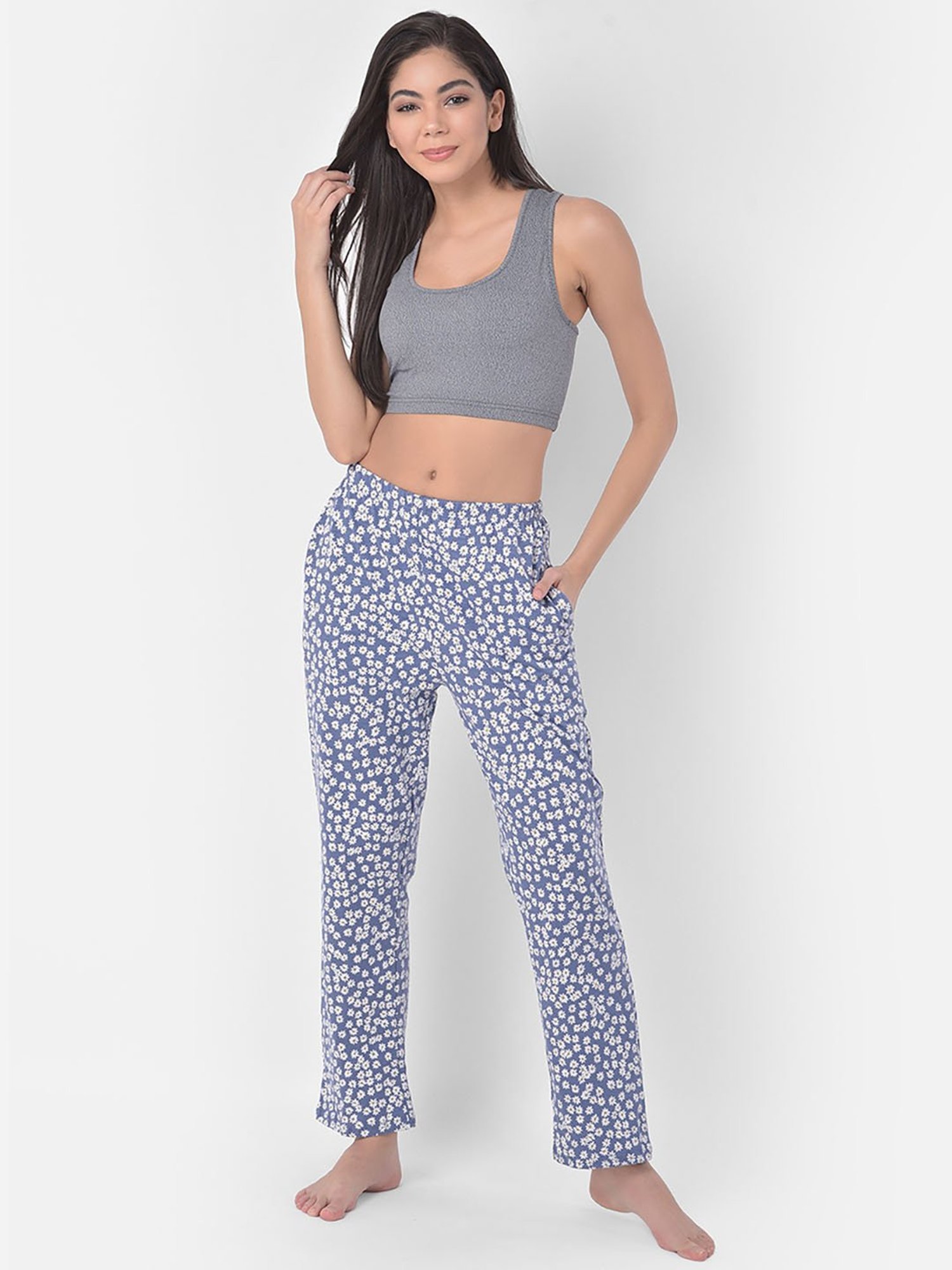 Clovia Multicolor Floral Print Pyjamas (Pack Of 2)